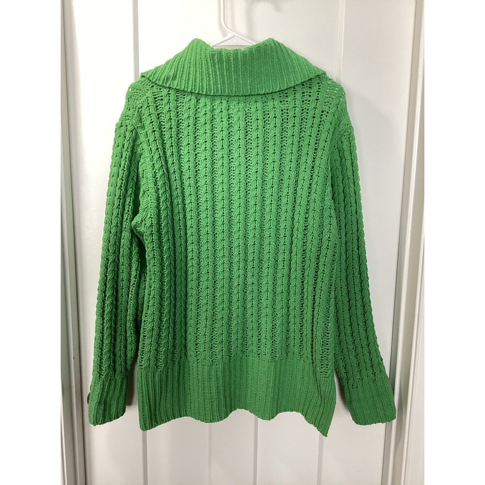 Aerie chunky cable knit quarter‎ zip sweater green soft oversized fit size xs - Picture 6 of 11
